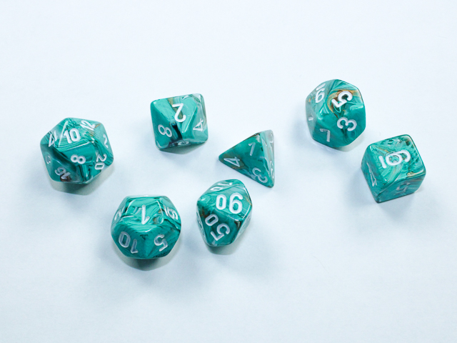 Chessex Marble Mini-hedral Oxi-Copper/white 7-Die Set