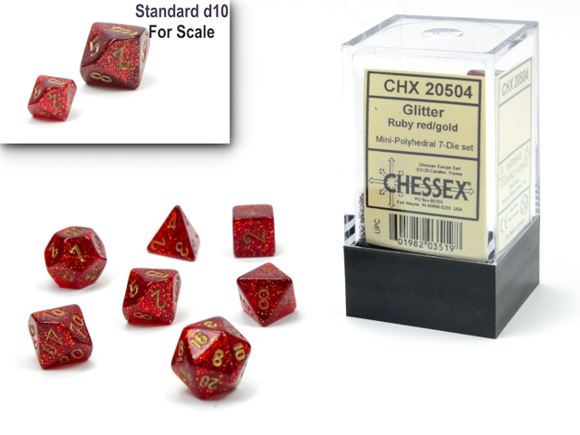 Chessex Glitter Mini-hedral Ruby Red/gold 7-Die Set