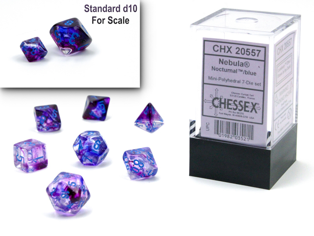 Chessex Nebula Mini-hedral Nocturnal/blue Luminary 7-Die Set