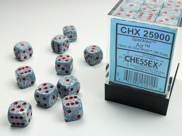 Chessex Speckled 12mm d6 Dice Block (36ct.) - Air