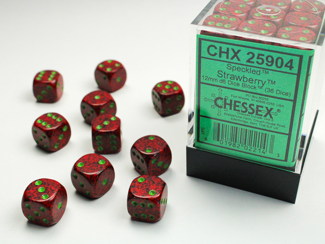Chessex Speckled 12mm d6 Dice Block (36ct.) - Strawberry