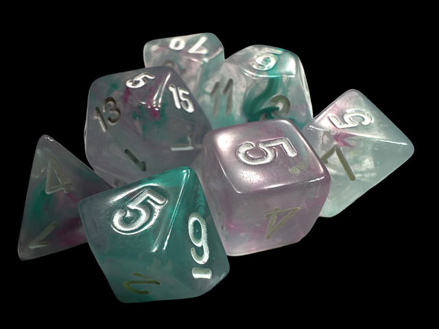 Chessex Nebula Mini-hedral Wisteria/white 7-Die set