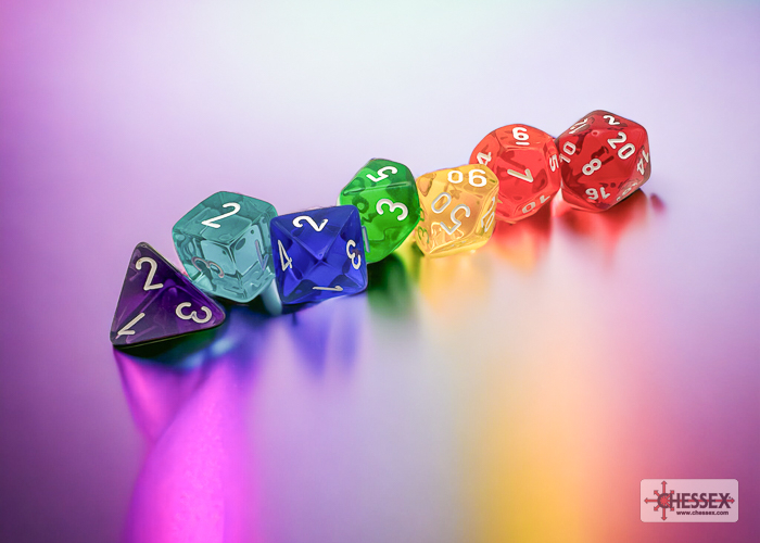 Chessex Prism Translucent Polyhedral GM & Beginner Player 7-Die Set