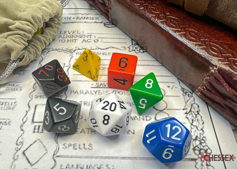 Chessex Opaque Nostalgia Polyhedral GM & Beginner Player 7-Die Set
