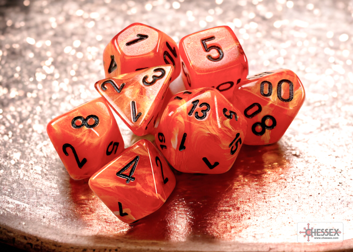 Chessex Vortex Mini-hedral Orange/black 7-Die Set