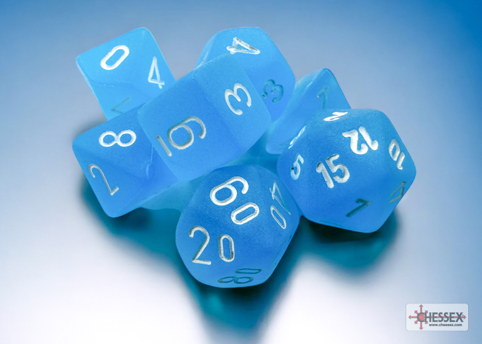 Chessex Frosted Mini-hedral Caribbean Blue/white 7-Die Set