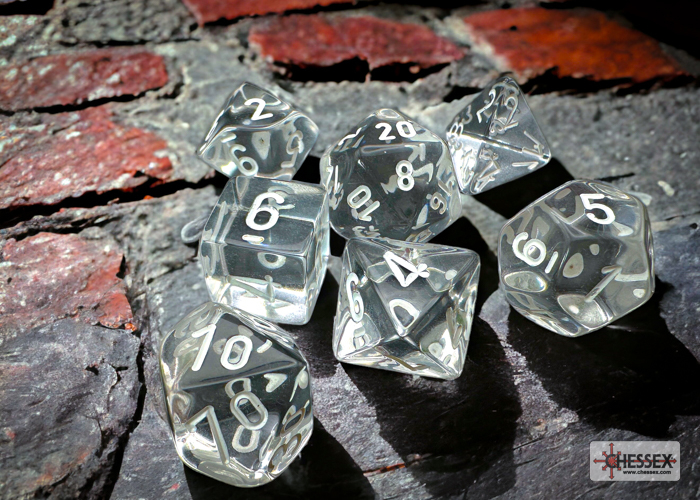 Chessex Polyhedral 7-Die Set - Translucent Clear/white