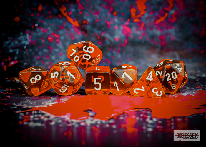 Chessex Polyhedral 7-Die Set - Translucent Orange/white