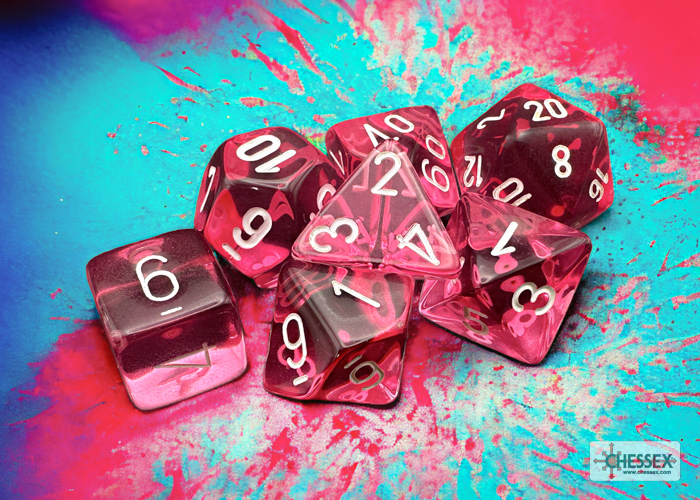 Chessex Translucent Polyhedral Pink/white 7-Die Set