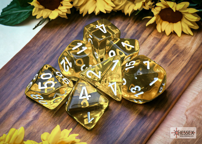 Chessex Polyhedral 7-Die Set - Translucent Yellow/white