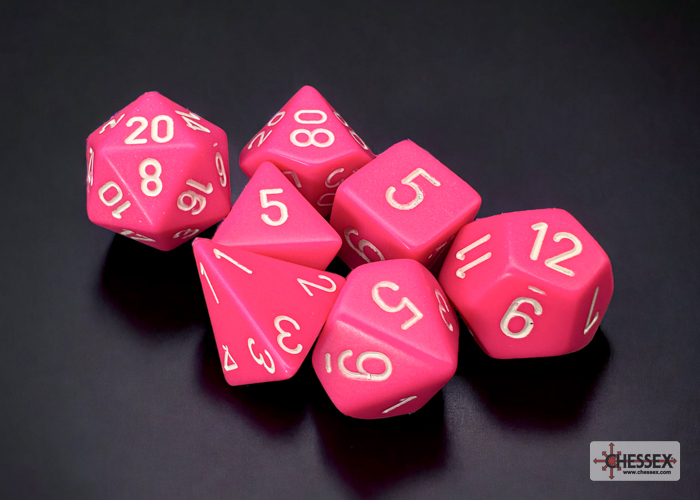 Chessex Opaque Polyhedral Pink/white 7-Die Set
