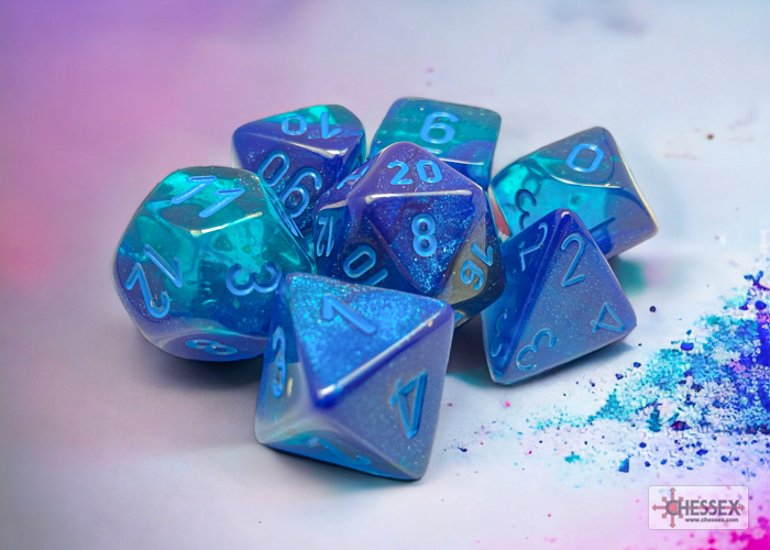 Chessex Gemini® Polyhedral Blue-Blue/light blue Luminary 7-Die Set