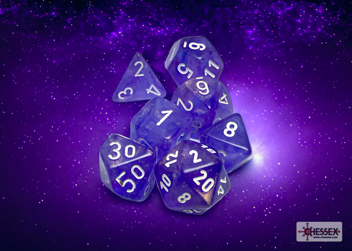 Chessex Borealis® Polyhedral Purple/white Luminary 7-Die Set