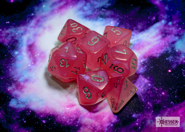 Chessex Borealis® Polyhedral Pink/silver Luminary 7-Die Set