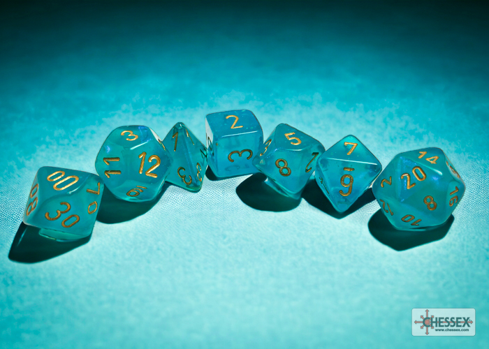 Chessex Borealis® Polyhedral Teal/gold Luminary 7-Die Set