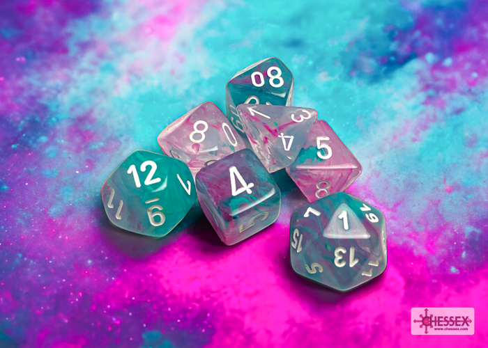 Chessex Nebula Wisteria/white Luminary 7-Die Set