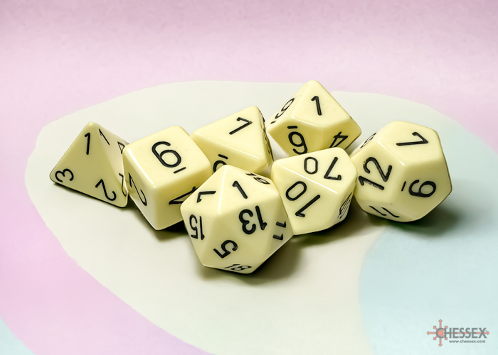 Chessex Opaque Polyhedral Pastel Yellow/black 7-Die Set