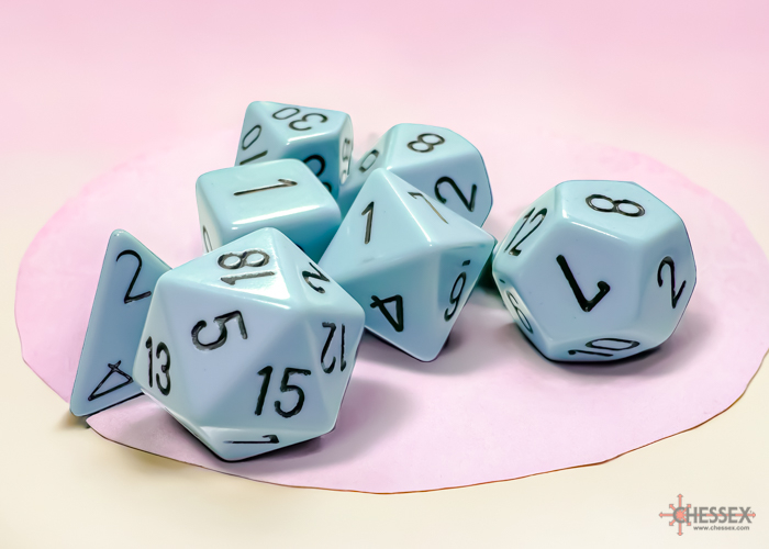 Chessex Opaque Polyhedral Pastel Blue/black 7-Die Set
