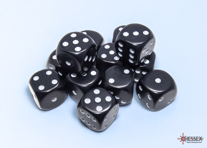 Chessex Opaque 16mm d6 Dice Block (12ct.) - Black/white