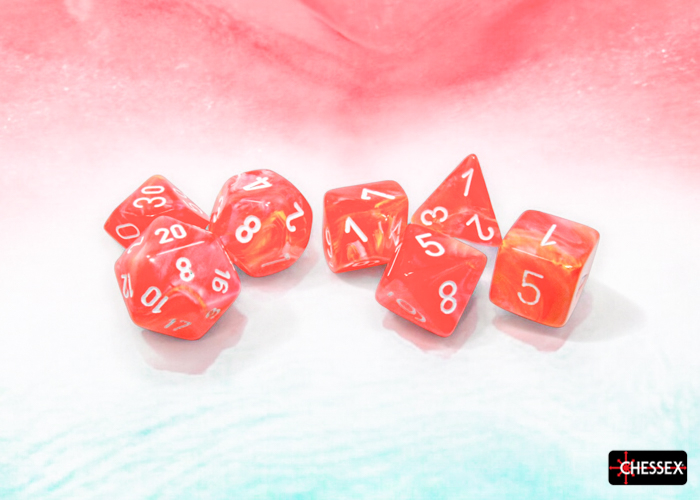 Chessex Festive Polyhedral Dahlia/white Luminary 7-Die Set