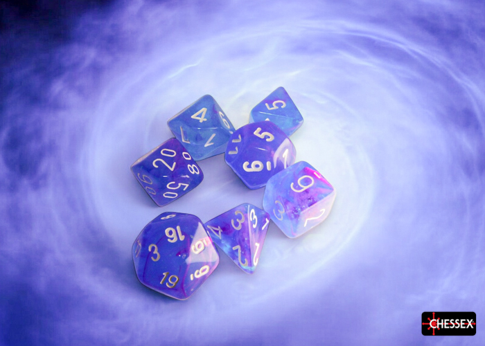 Chessex Nebula Aura/white Luminary 7-Die Set