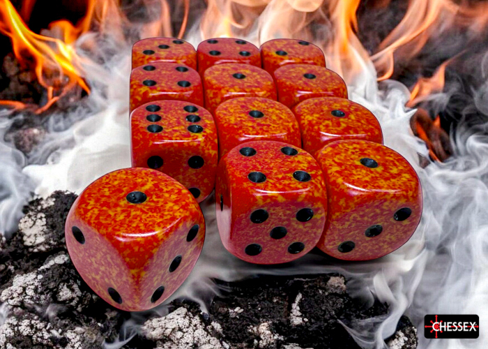 Chessex Speckled Fire 16mm d6 Dice Block (12 ct)