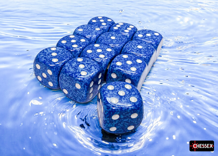 Chessex Speckled Water 16mm d6 Dice Block (12 ct)