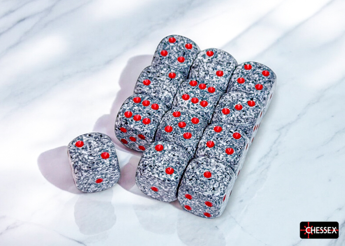 Chessex Speckled Granite 16mm d6 Dice Block (12 ct)