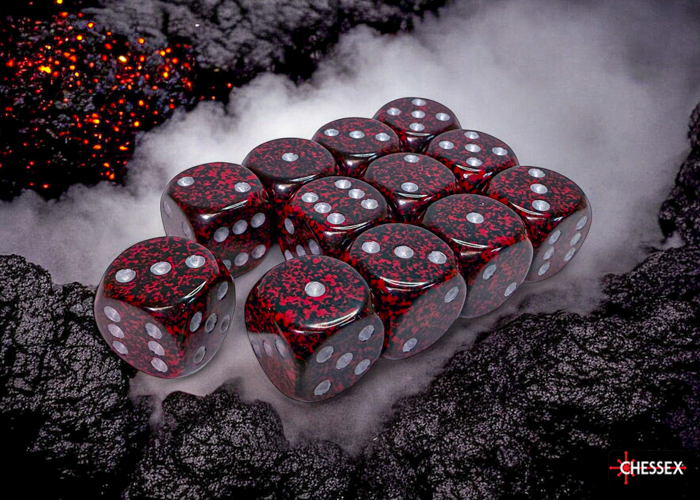 Chessex Speckled Silver Volcano 16mm d6 Dice Block (12 ct)