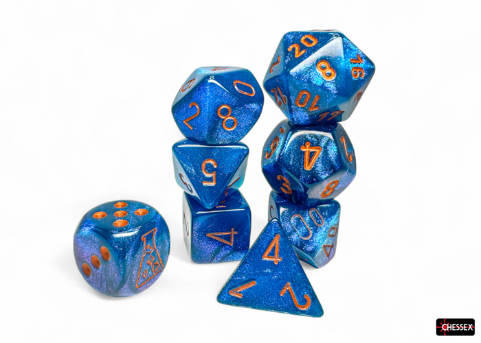Chessex Borealis Midnight/copper Polyhedral 7-Dice Set (30069)
