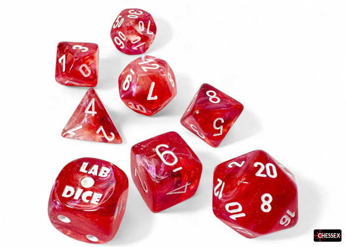Chessex Borealis Passion/white Luminary Polyhedral 7-Dice Set (30070)