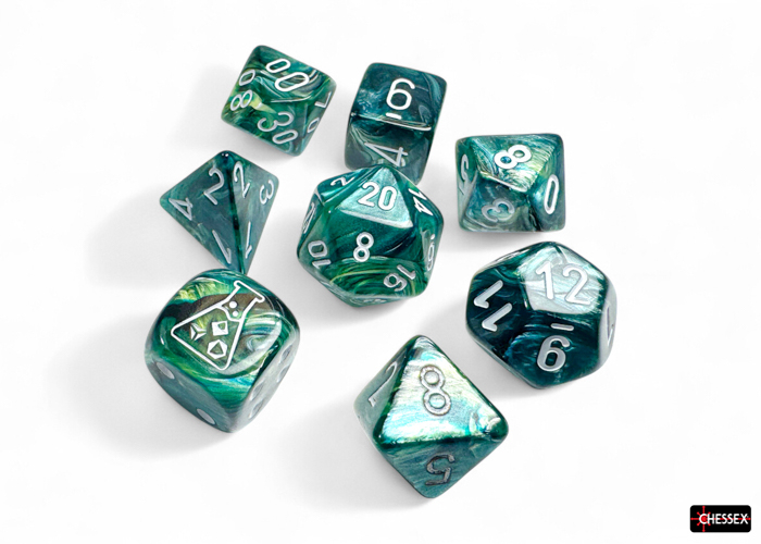 Chessex Lustrous Neptune/grey Polyhedral 7-Dice Set (30072)