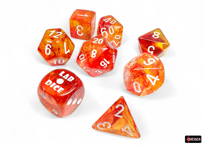 Chessex Nebula Molten/white Luminary™ Polyhedral 7-Dice Set (30073)